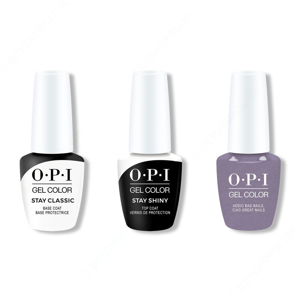 OPI GelColor Combo - Stay Classic Base, Shiny Top & Addio Bad Nails, Ciao Great Nails - Salon Quality