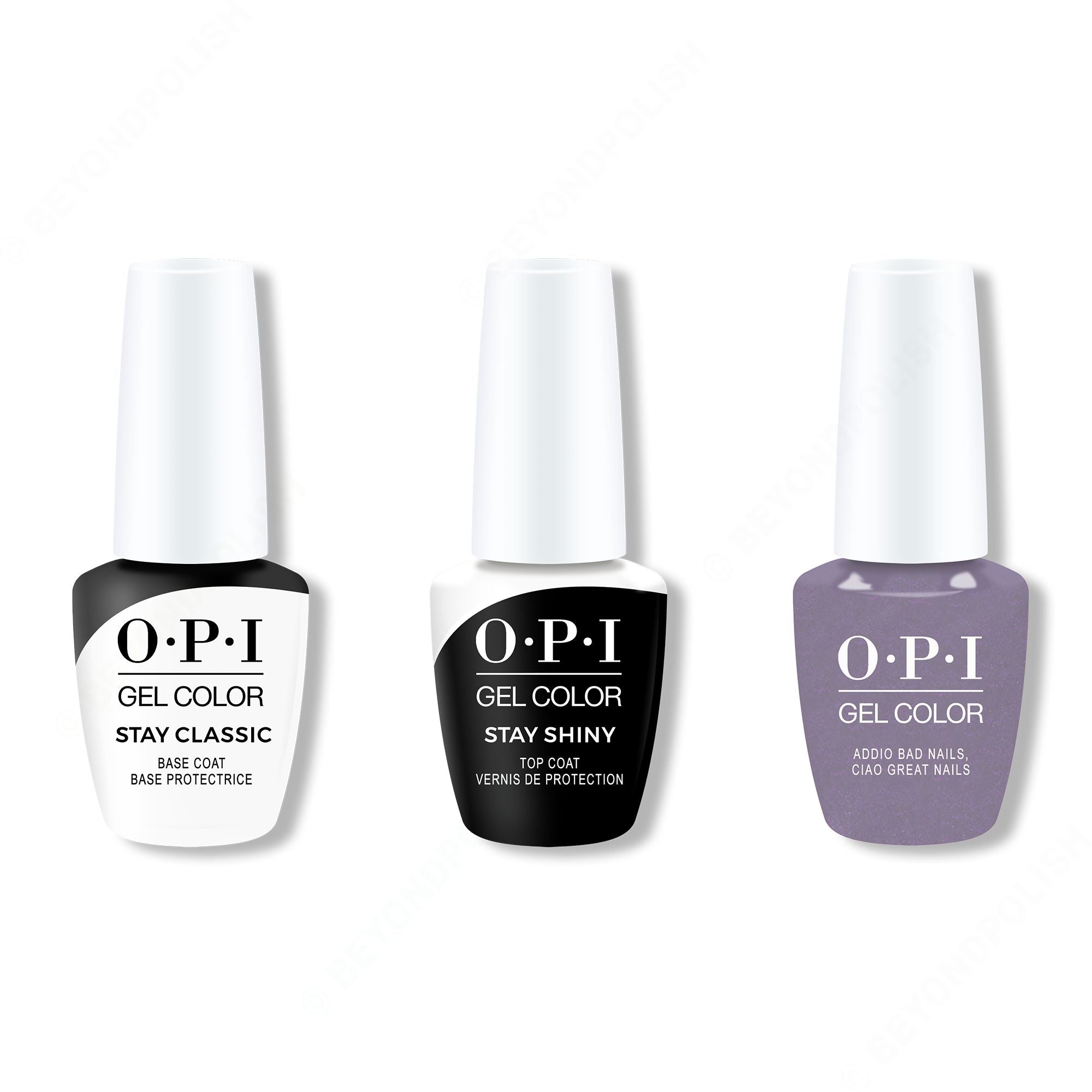 OPI GelColor Combo - Stay Classic Base, Shiny Top & Addio Bad Nails, Ciao Great Nails - Salon Quality