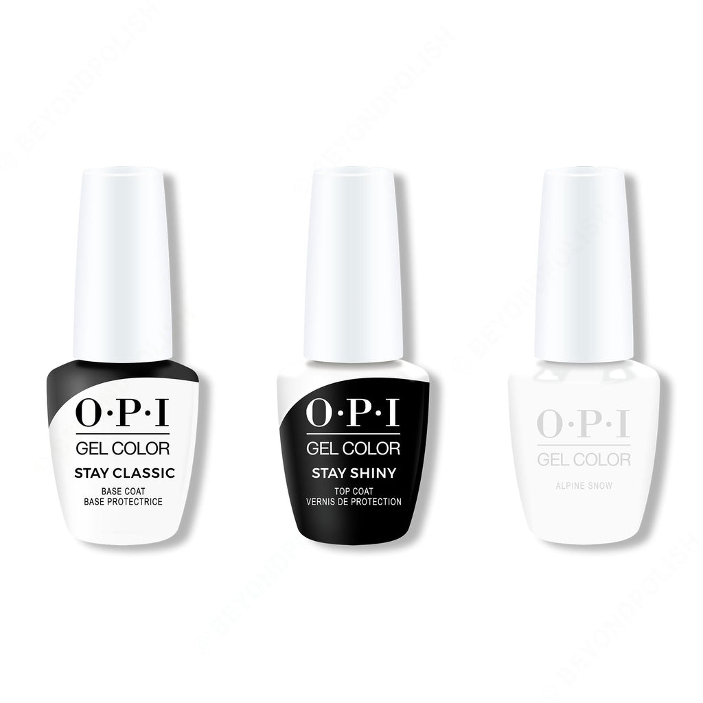 OPI GelColor Combo - Stay Classic Base, Shiny Top & Alpine Snow - Salon Quality