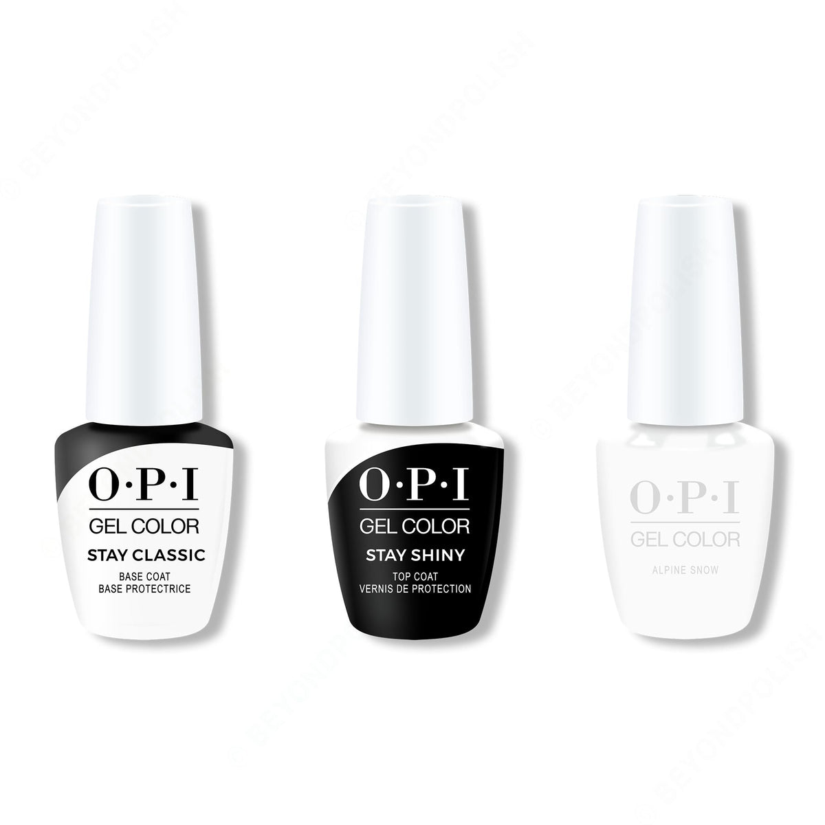 OPI GelColor Combo - Stay Classic Base, Shiny Top & Alpine Snow - Salon Quality