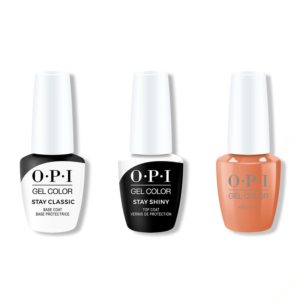 OPI GelColor Combo - Stay Classic Base, Shiny Top & Apricot AF - Salon Quality