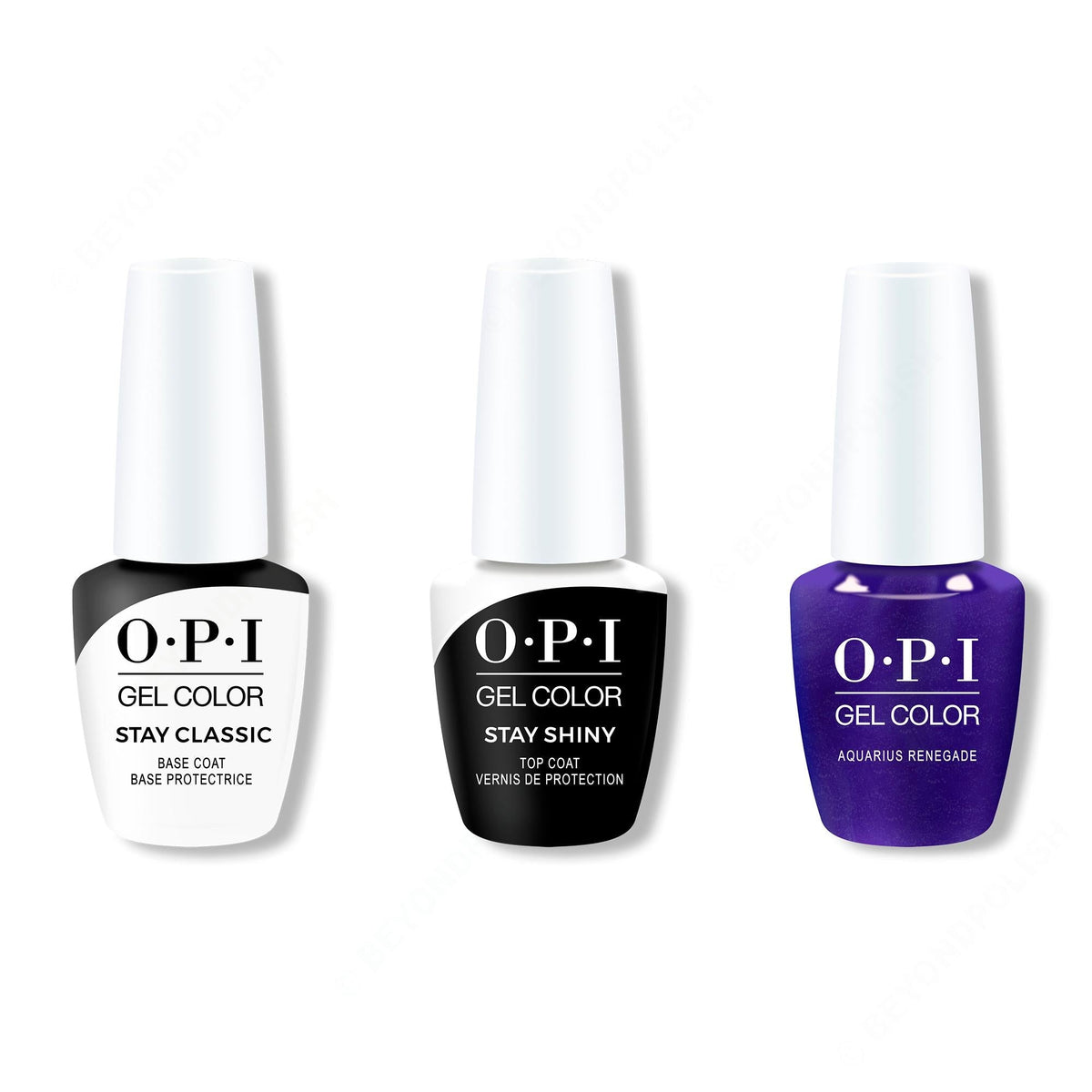 OPI GelColor Combo - Stay Classic Base, Shiny Top & Aquarius Renegade - Salon Quality