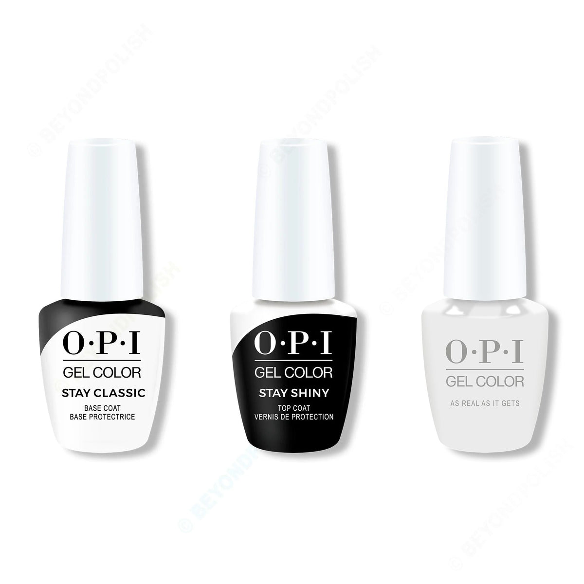 OPI GelColor Combo - Stay Classic Base, Shiny Top & As Real As It Gets - Salon Quality