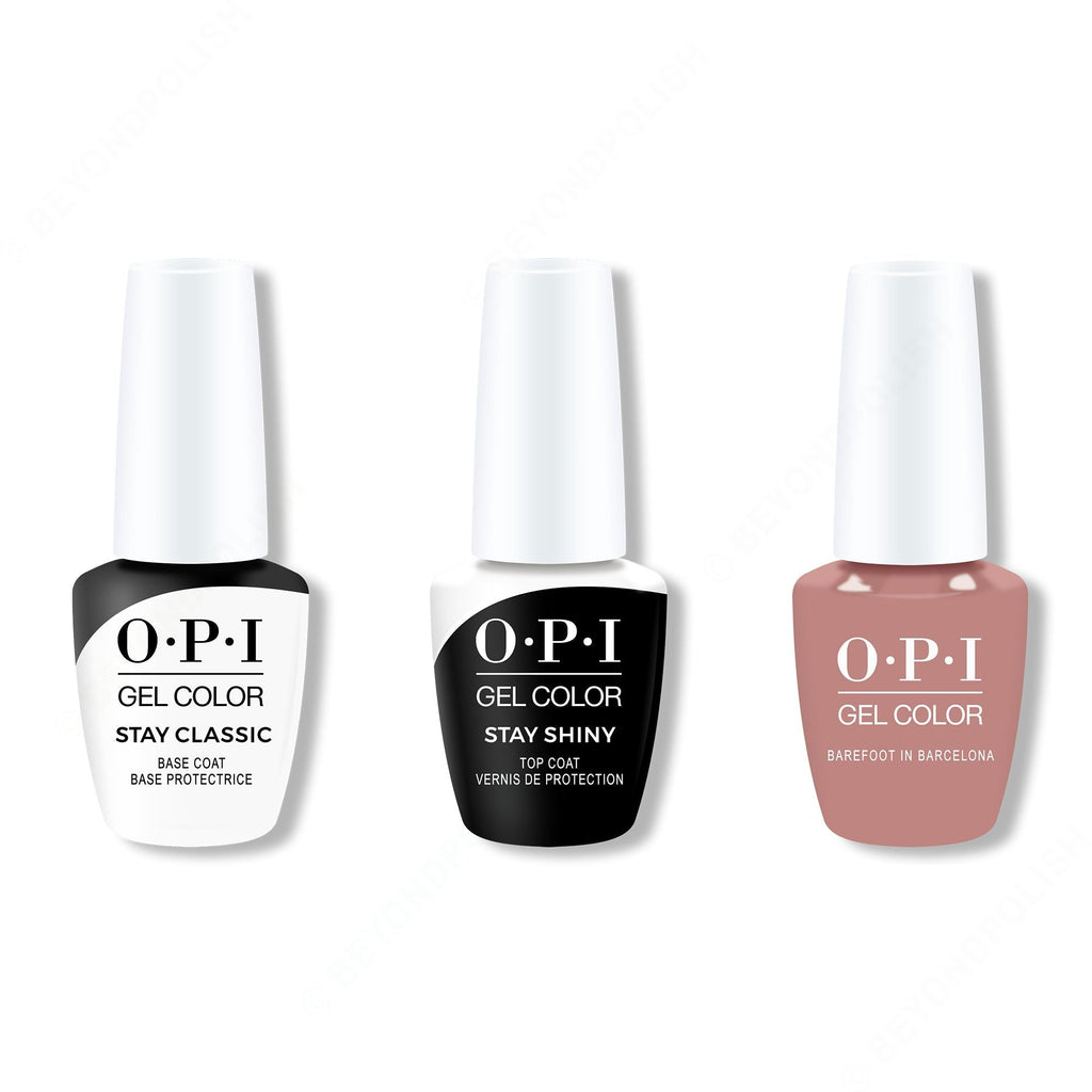 OPI GelColor Combo - Stay Classic Base, Shiny Top & Barefoot in Barcelona - Salon Quality