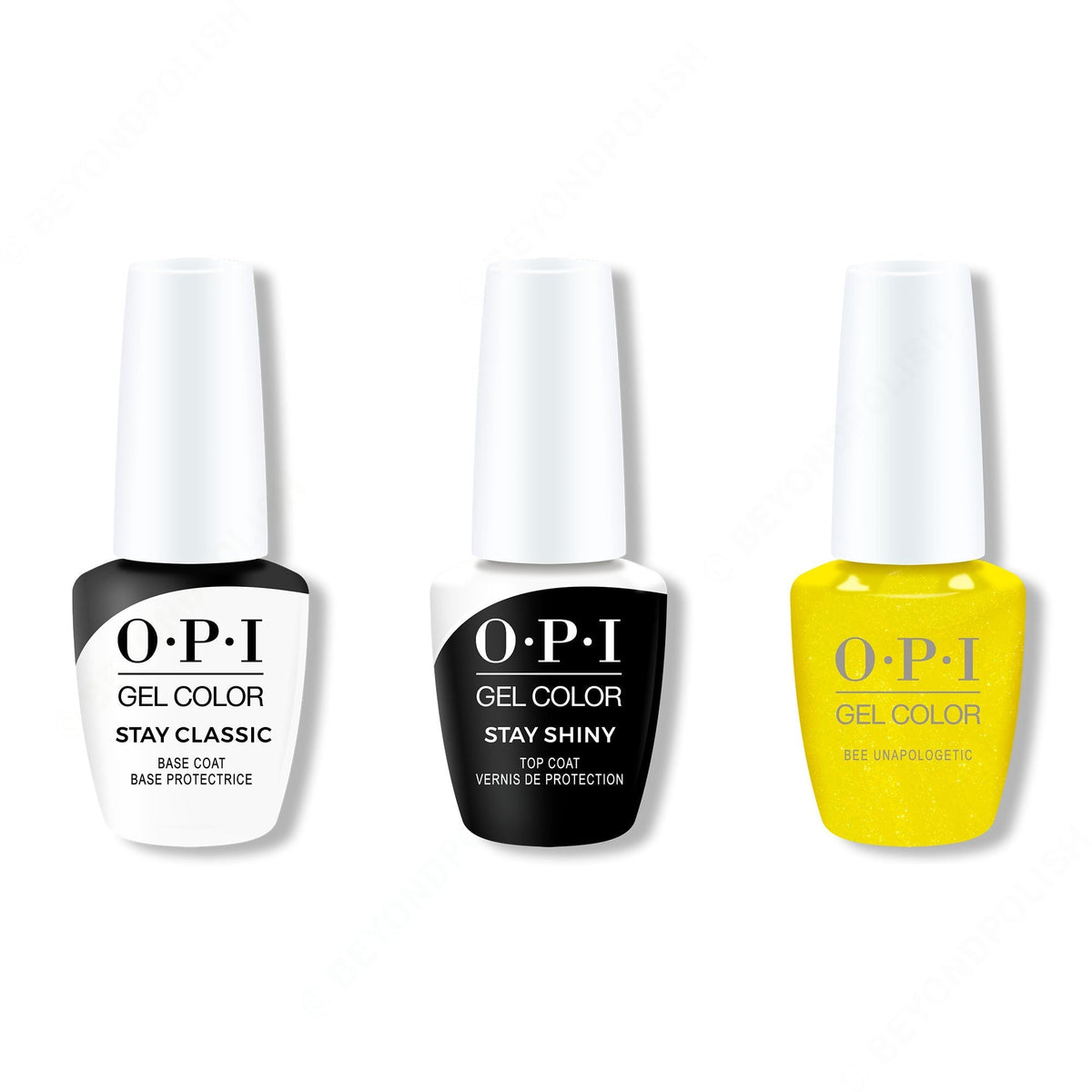 OPI GelColor Combo - Stay Classic Base, Shiny Top & Bee Unapologetic - Salon Quality
