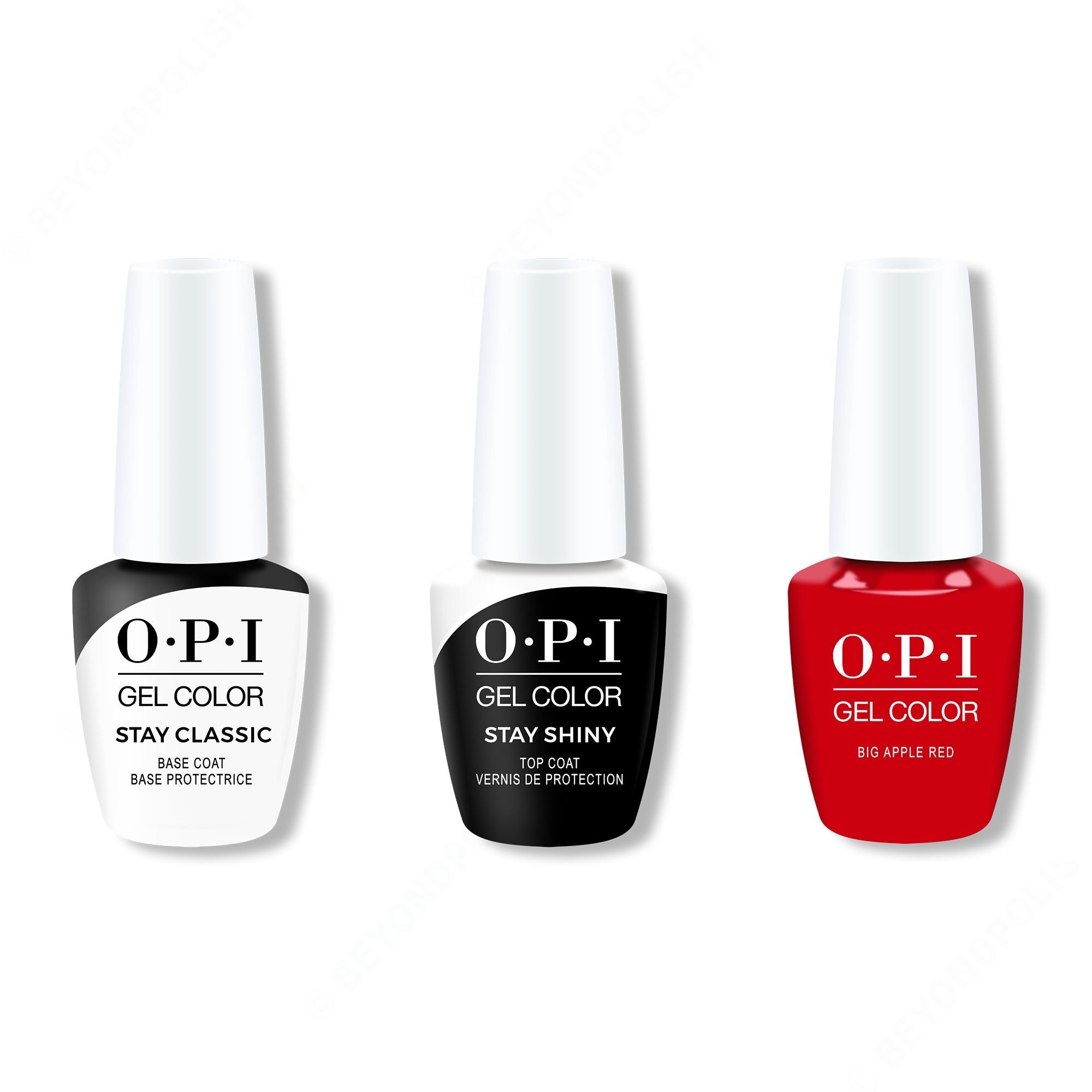 OPI GelColor Combo - Stay Classic Base, Shiny Top & Big Apple Red - Salon Quality