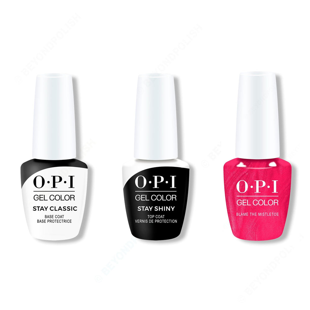 OPI GelColor Combo - Stay Classic Base, Shiny Top & Blame the Mistletoe - Salon Quality
