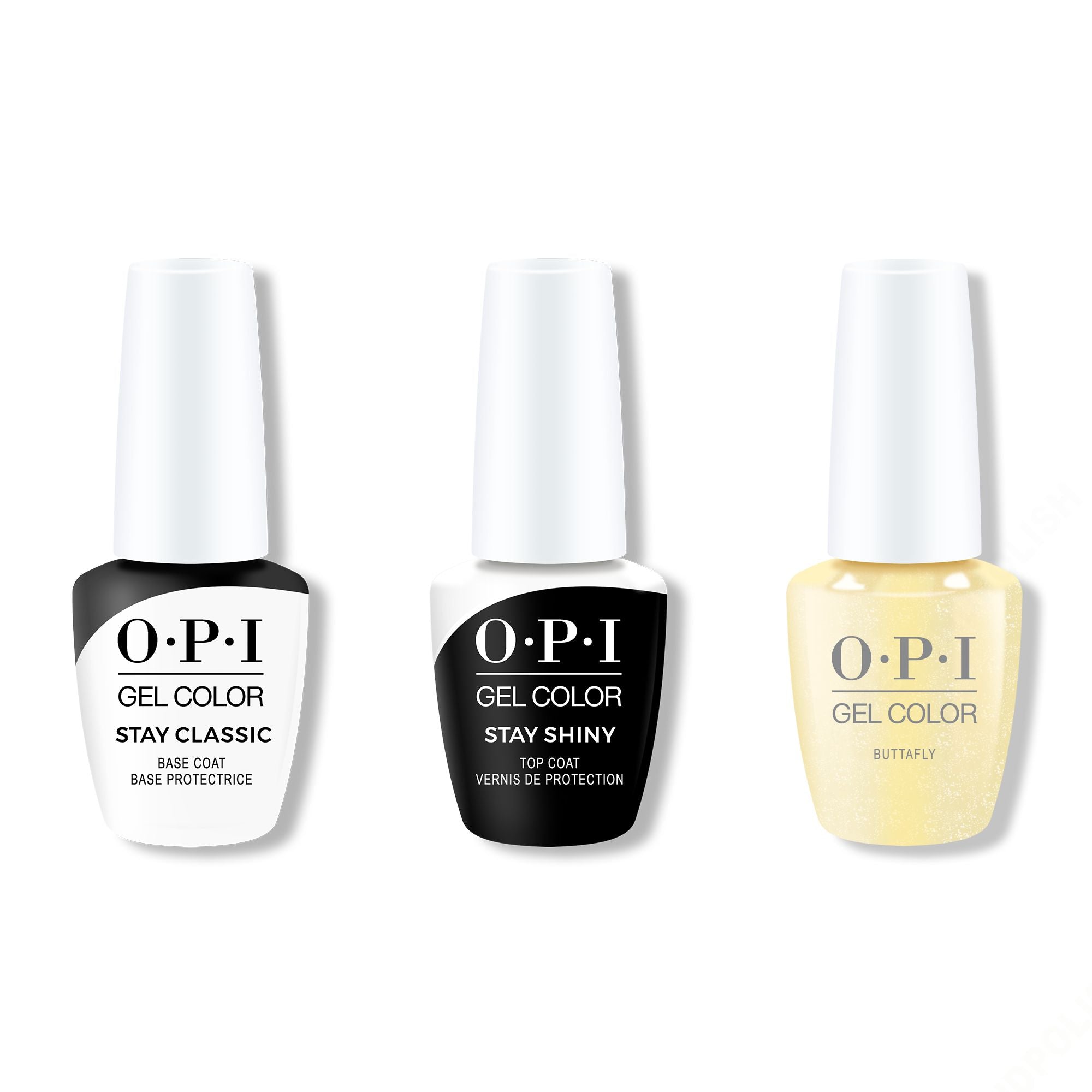 OPI GelColor Combo - Stay Classic Base, Shiny Top & Buttafly - Salon Quality