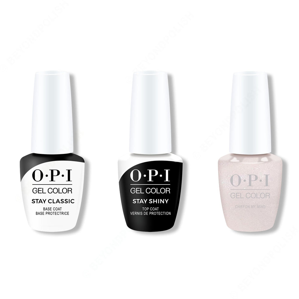 OPI GelColor Combo - Stay Classic Base, Shiny Top & Chiffon My Mind - Salon Quality