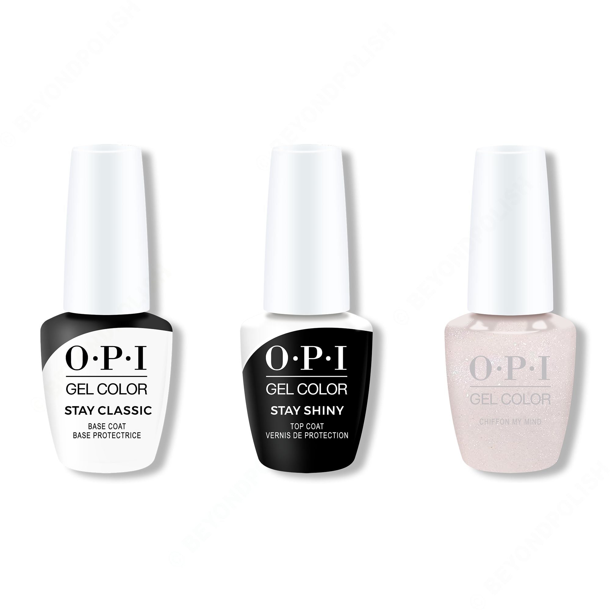 OPI GelColor Combo - Stay Classic Base, Shiny Top & Chiffon My Mind - Salon Quality
