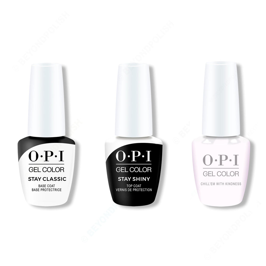 OPI GelColor Combo - Stay Classic Base, Shiny Top & Chill 'Em With Kindness - Salon Quality