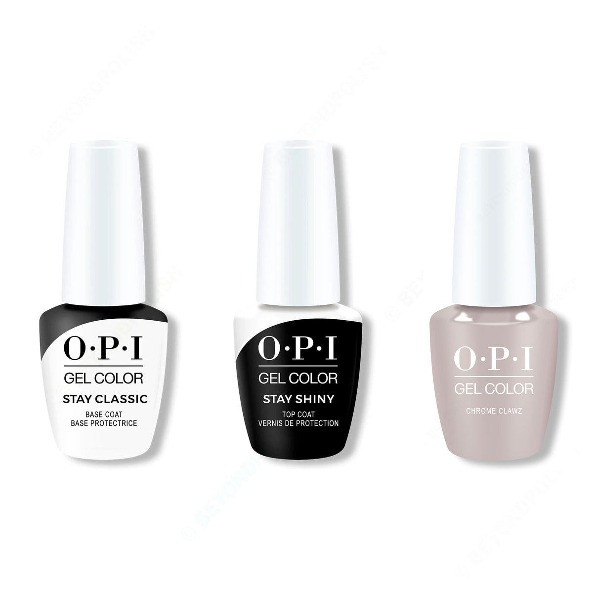 OPI GelColor Combo - Stay Classic Base, Shiny Top & Chrome Clawz - Salon Quality