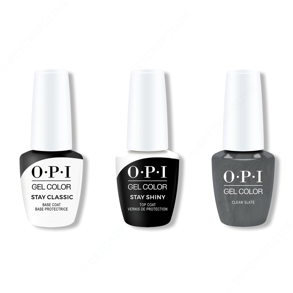 OPI GelColor Combo - Stay Classic Base, Shiny Top & Clean Slate - Salon Quality