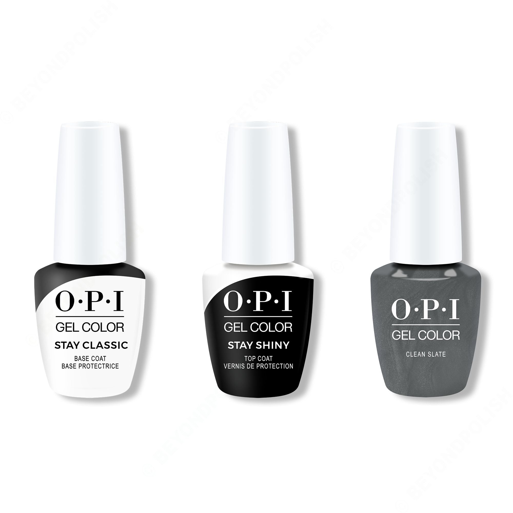 OPI GelColor Combo - Stay Classic Base, Shiny Top & Clean Slate - Salon Quality