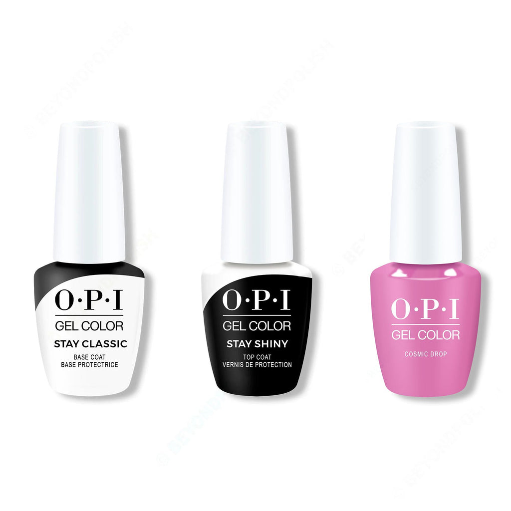 OPI GelColor Combo - Stay Classic Base, Shiny Top & CosMIC Drop - Salon Quality
