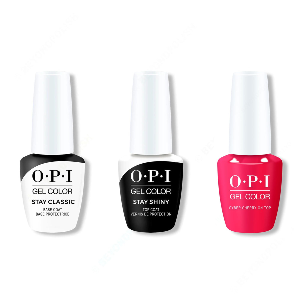 OPI GelColor Combo - Stay Classic Base, Shiny Top & Cyber Cherry on Top - Salon Quality