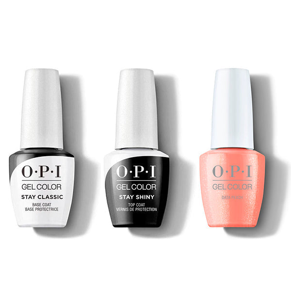 OPI GelColor Combo - Stay Classic Base, Shiny Top & Data Peach - Salon Quality