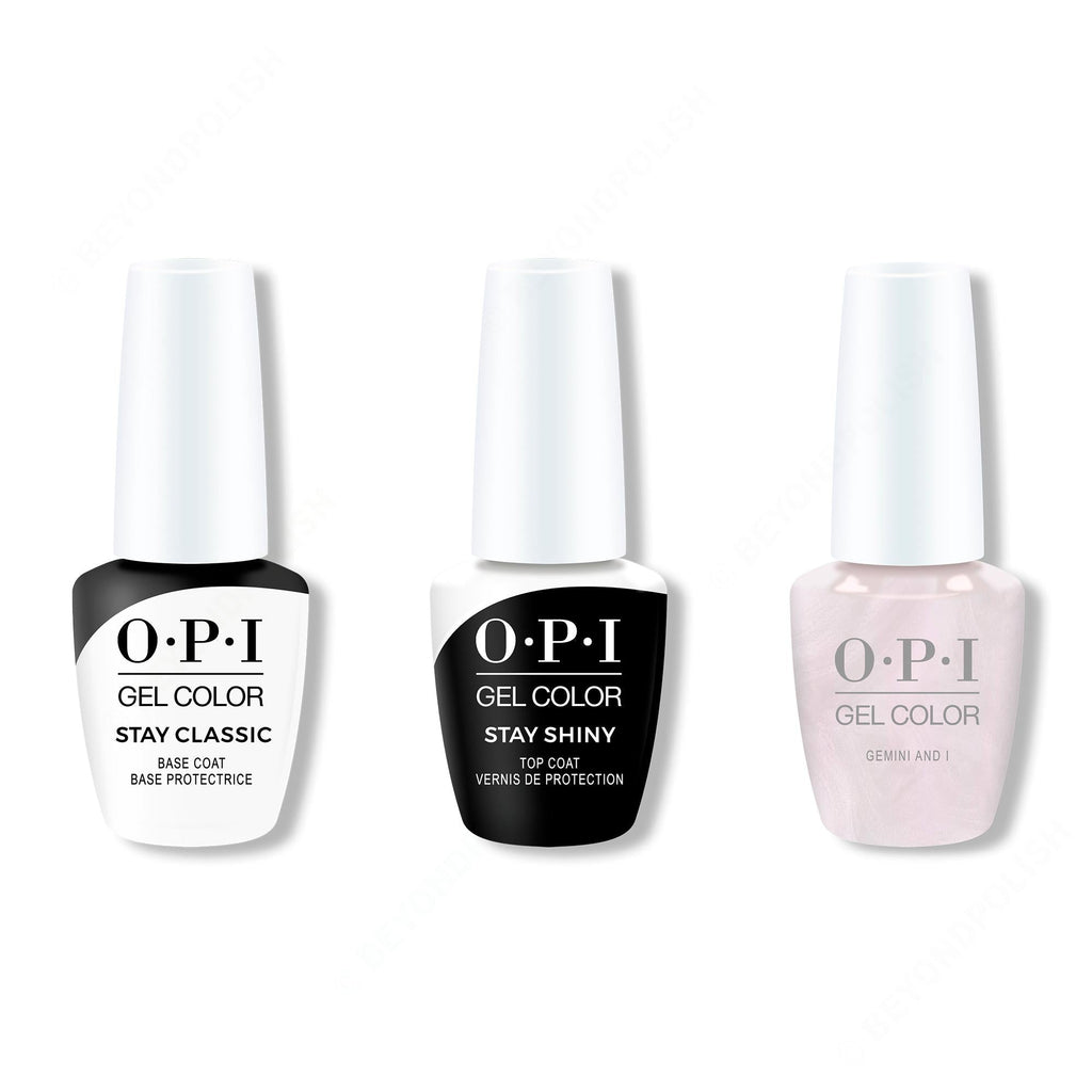 OPI GelColor Combo - Stay Classic Base, Shiny Top & Gemini And I - Salon Quality