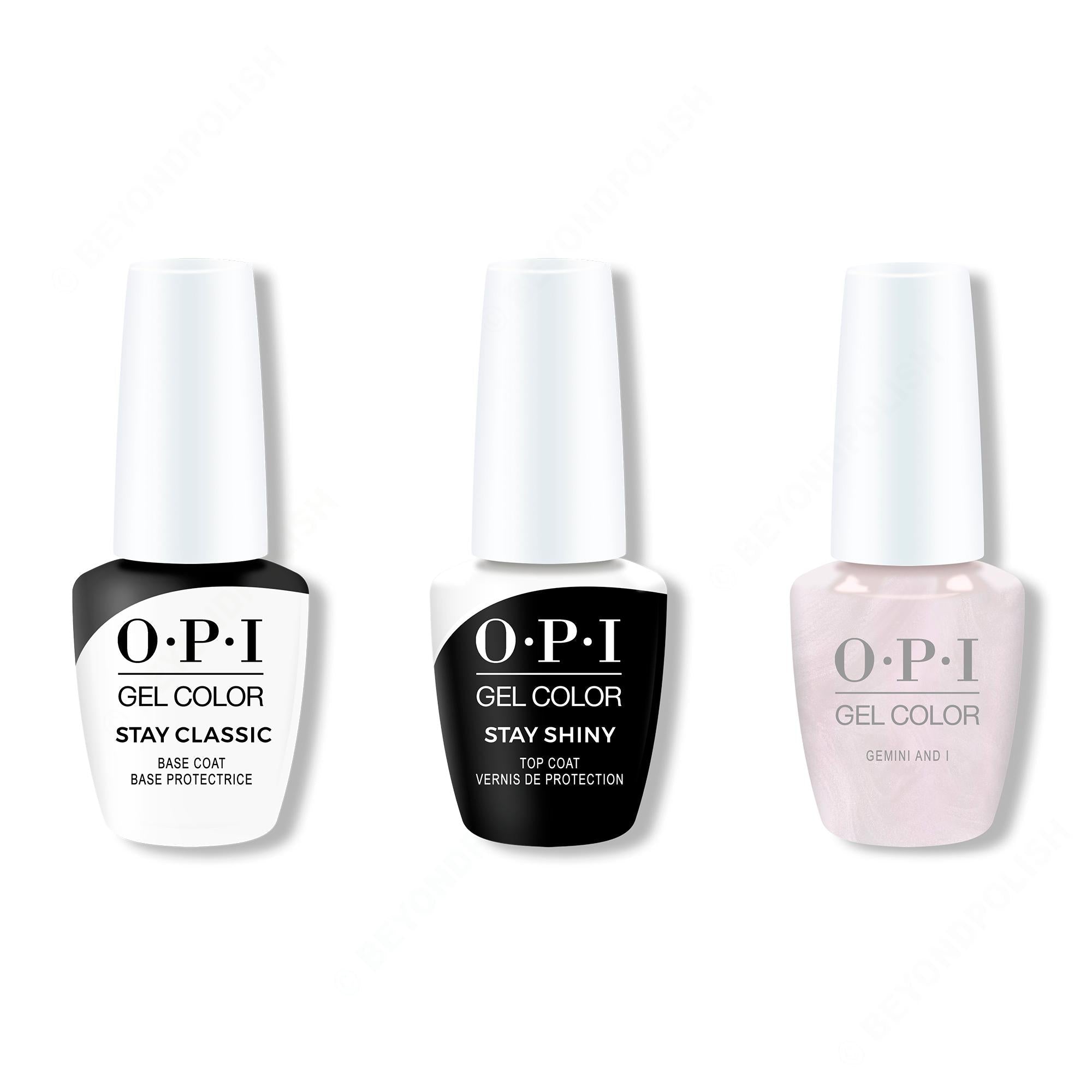 OPI GelColor Combo - Stay Classic Base, Shiny Top & Gemini And I - Salon Quality