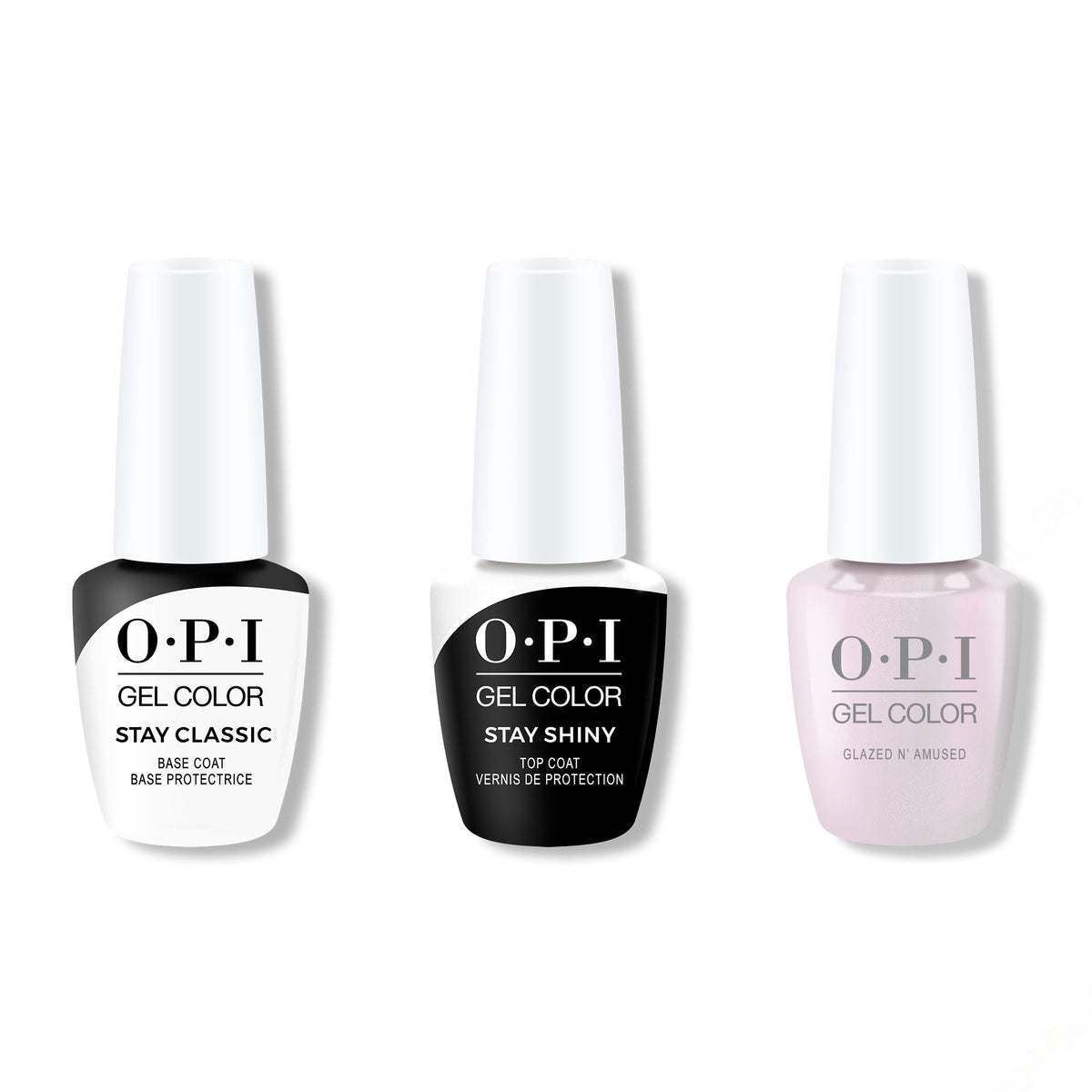 OPI GelColor Combo - Stay Classic Base, Shiny Top & Glazed N' Amused - Salon Quality