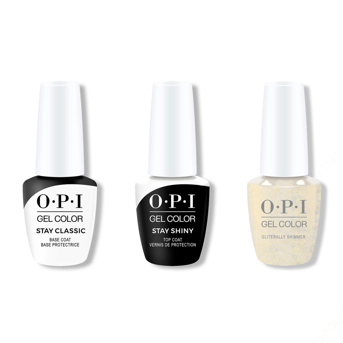 OPI GelColor Combo - Stay Classic Base, Shiny Top & Gliterally Shimmer - Salon Quality