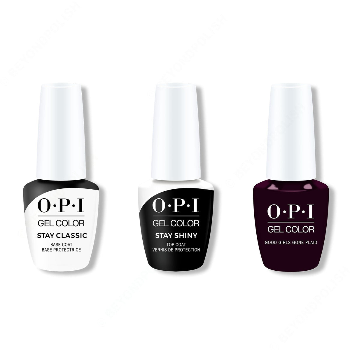 OPI GelColor Combo - Stay Classic Base, Shiny Top & Good Girls Gone Plaid - Salon Quality