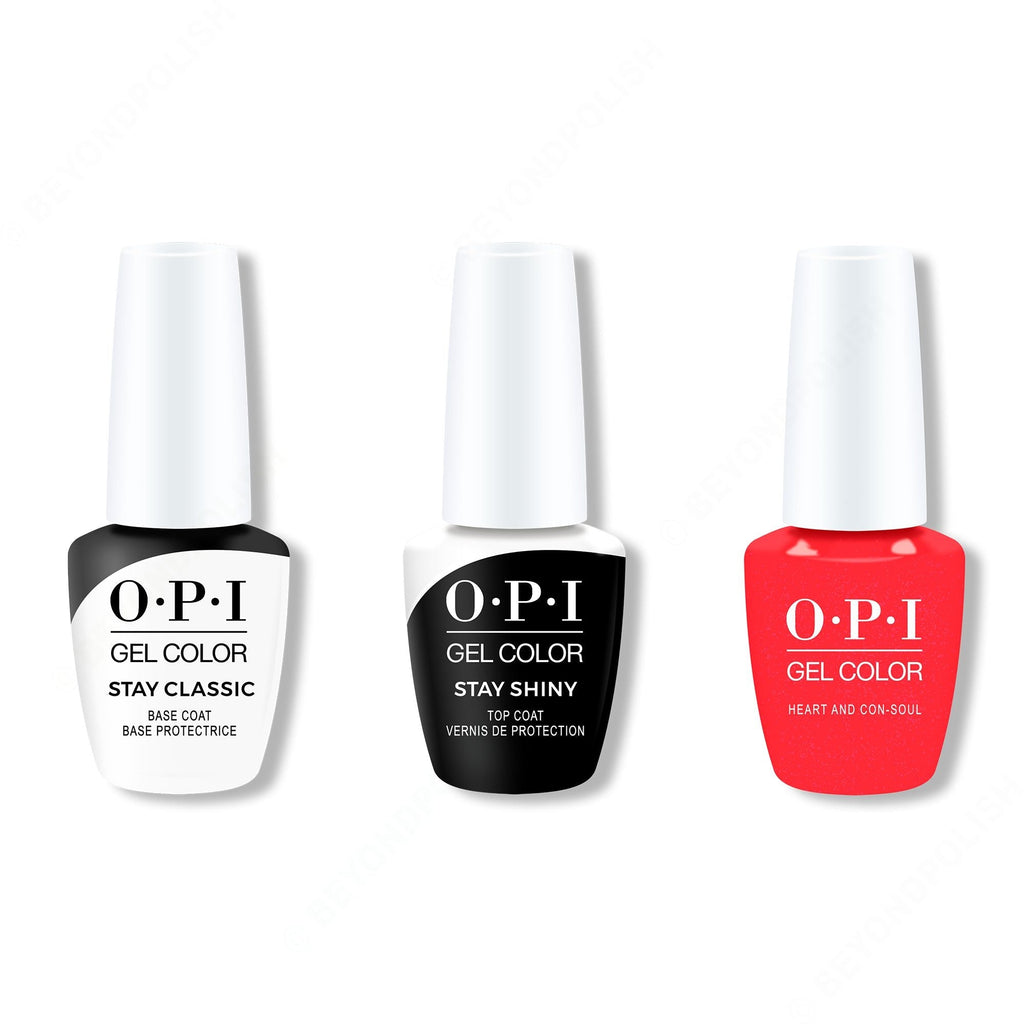 OPI GelColor Combo - Stay Classic Base, Shiny Top & Heart and Con-soul - Salon Quality