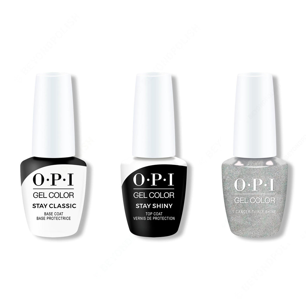 OPI GelColor Combo - Stay Classic Base, Shiny Top & I Cancer-tainly Shine - Salon Quality