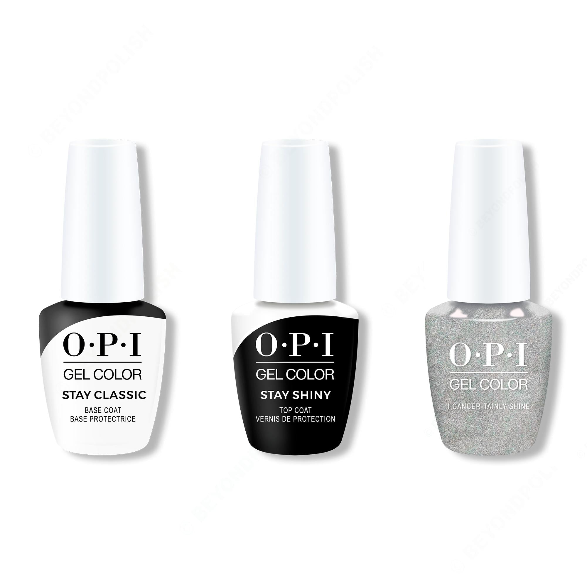 OPI GelColor Combo - Stay Classic Base, Shiny Top & I Cancer-tainly Shine - Salon Quality