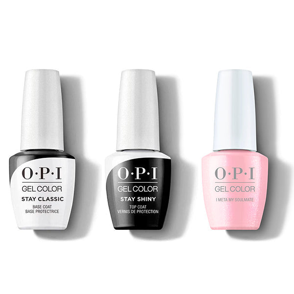 OPI GelColor Combo - Stay Classic Base, Shiny Top & I Meta My Soulmate - Salon Quality