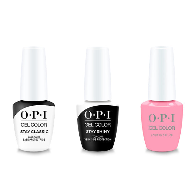 OPI GelColor Combo - Stay Classic Base, Shiny Top & I Quit My Day Job - Salon Quality