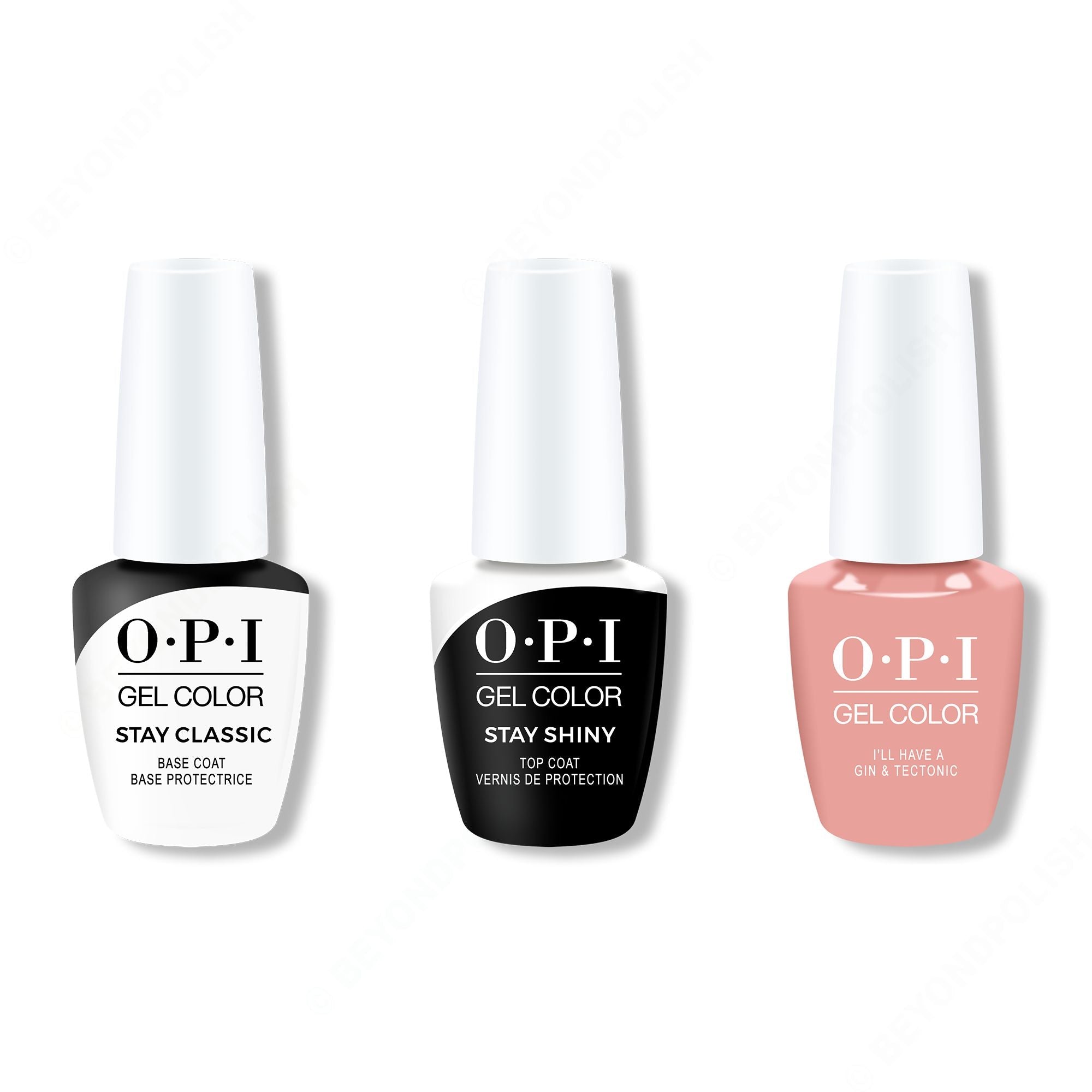 OPI GelColor Combo - Stay Classic Base, Shiny Top & Ill Have a Gin & Tectonic - Salon Quality