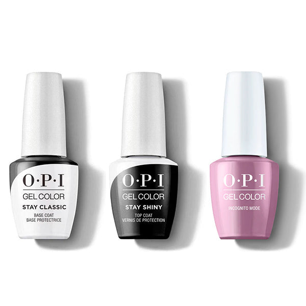 OPI GelColor Combo - Stay Classic Base, Shiny Top & Incognito Mode - Salon Quality