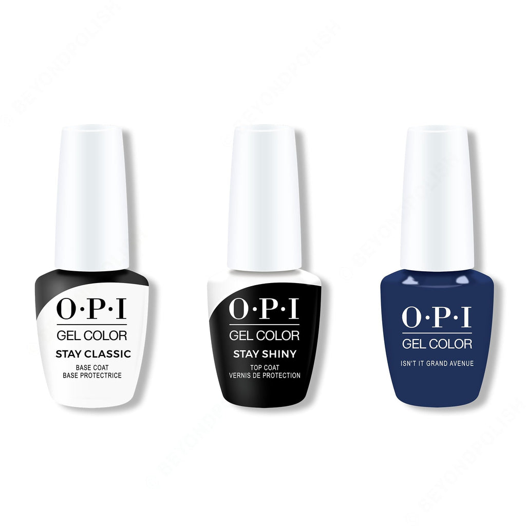 OPI GelColor Combo - Stay Classic Base, Shiny Top & Isn't it Grand Avenue - Salon Quality