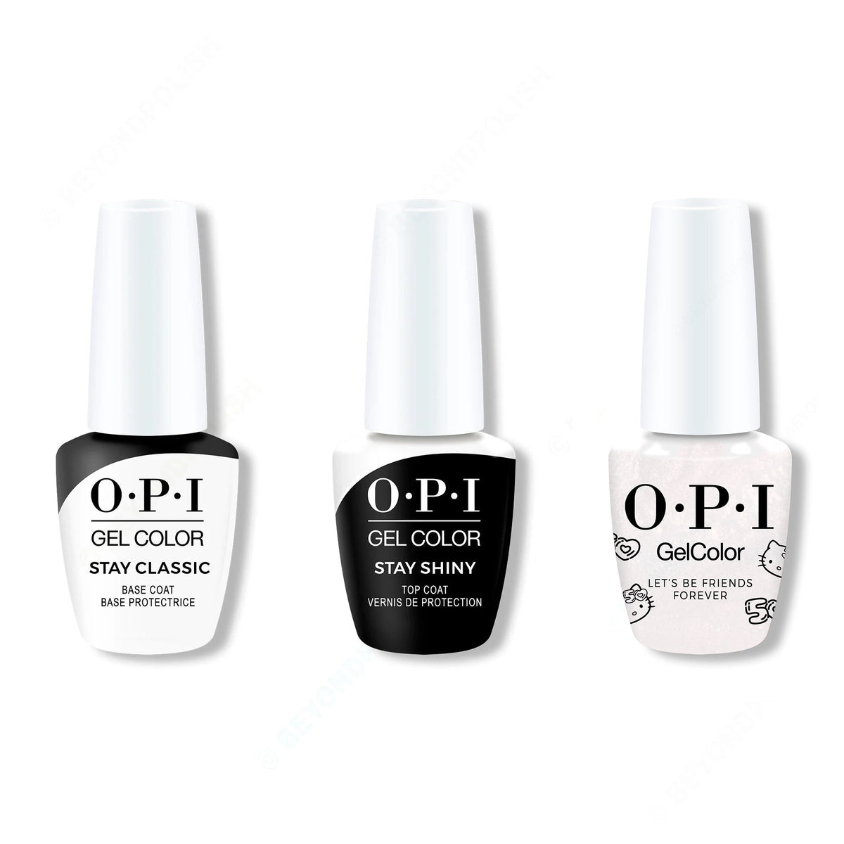 OPI GelColor Combo - Stay Classic Base, Shiny Top & Let's Be Friends Forever - Salon Quality