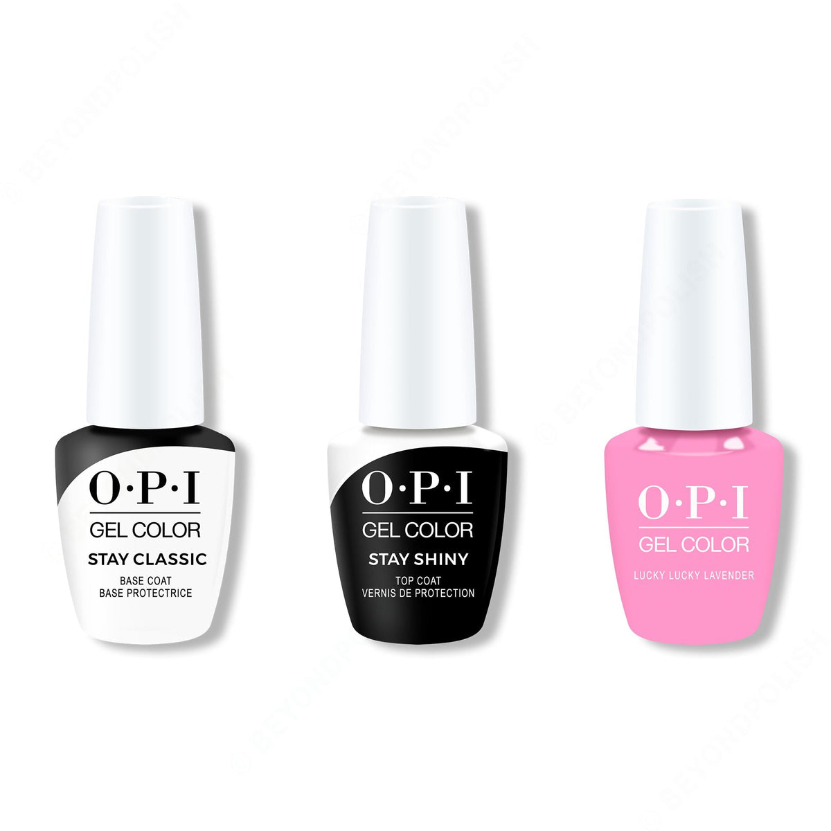 OPI GelColor Combo - Stay Classic Base, Shiny Top & Lucky Lucky Lavender - Salon Quality