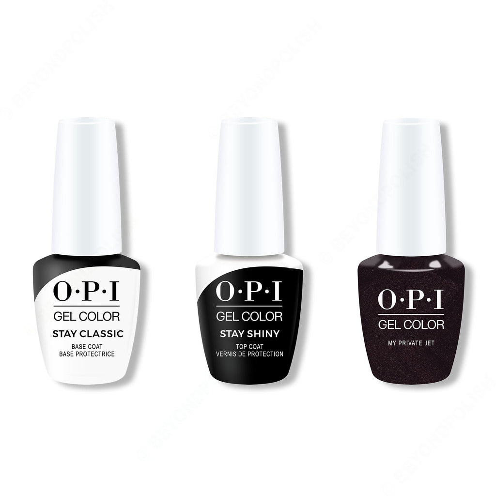 OPI GelColor Combo - Stay Classic Base, Shiny Top & My Private Jet - Salon Quality