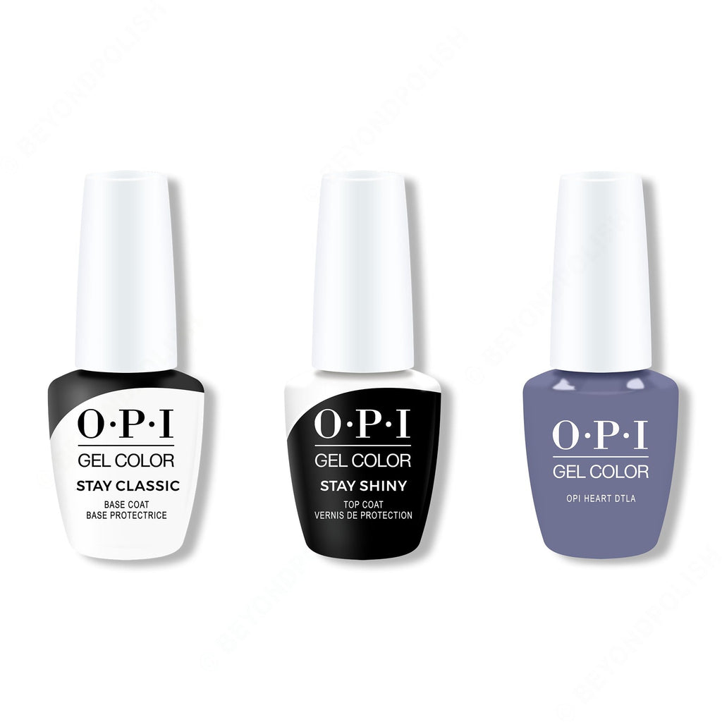 OPI GelColor Combo - Stay Classic Base, Shiny Top & OPI Heart DTLA - Salon Quality
