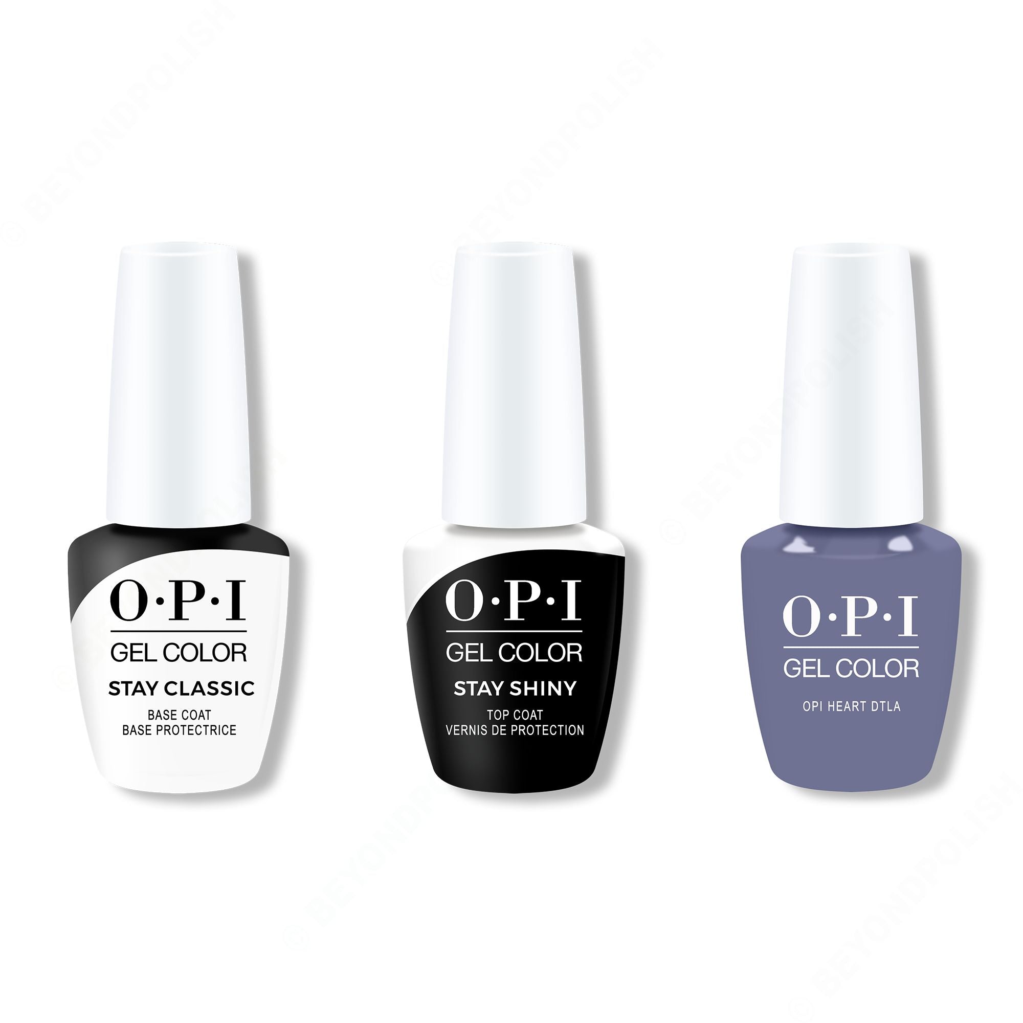OPI GelColor Combo - Stay Classic Base, Shiny Top & OPI Heart DTLA - Salon Quality