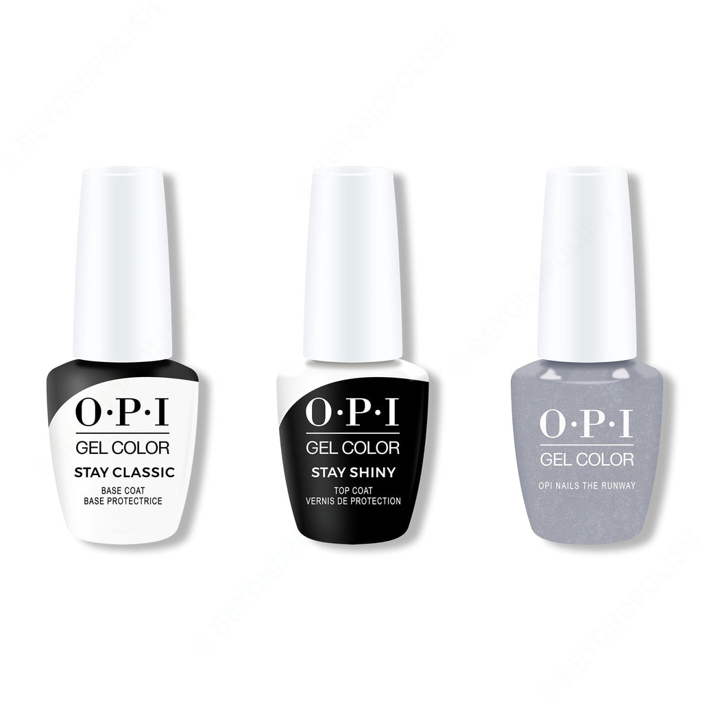 OPI GelColor Combo - Stay Classic Base, Shiny Top & OPI Nails The Runway - Salon Quality