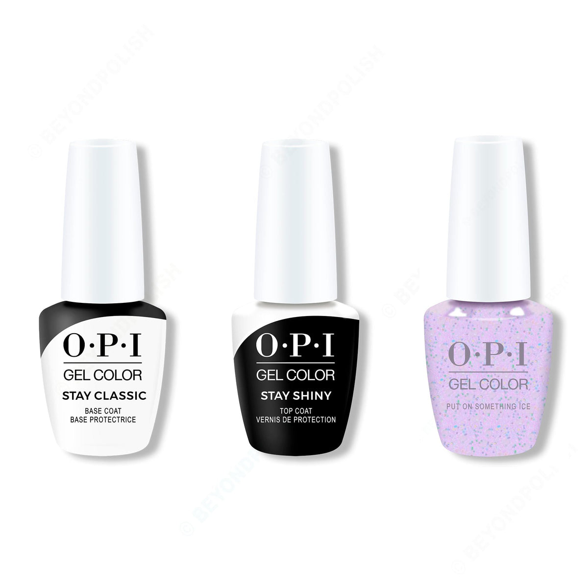 OPI GelColor Combo - Stay Classic Base, Shiny Top & Put On Something Ice - Salon Quality