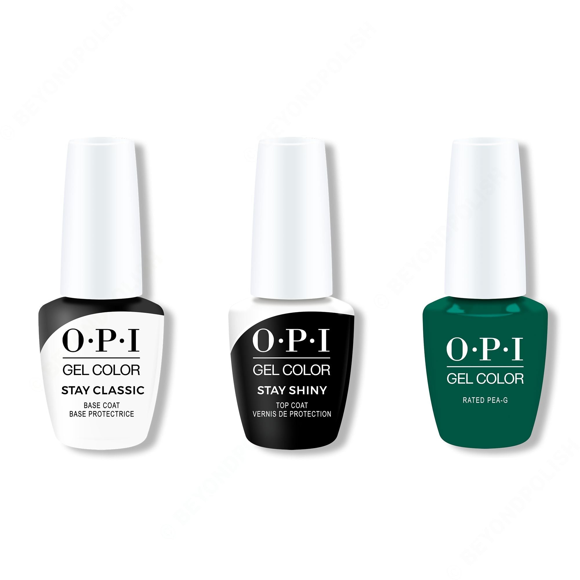 OPI GelColor Combo - Stay Classic Base, Shiny Top & Rated Pea-G - Salon Quality