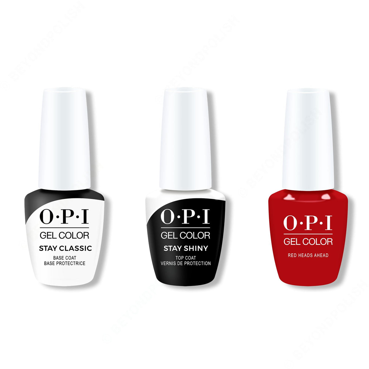 OPI GelColor Combo - Stay Classic Base, Shiny Top & Red Heads Ahead - Salon Quality