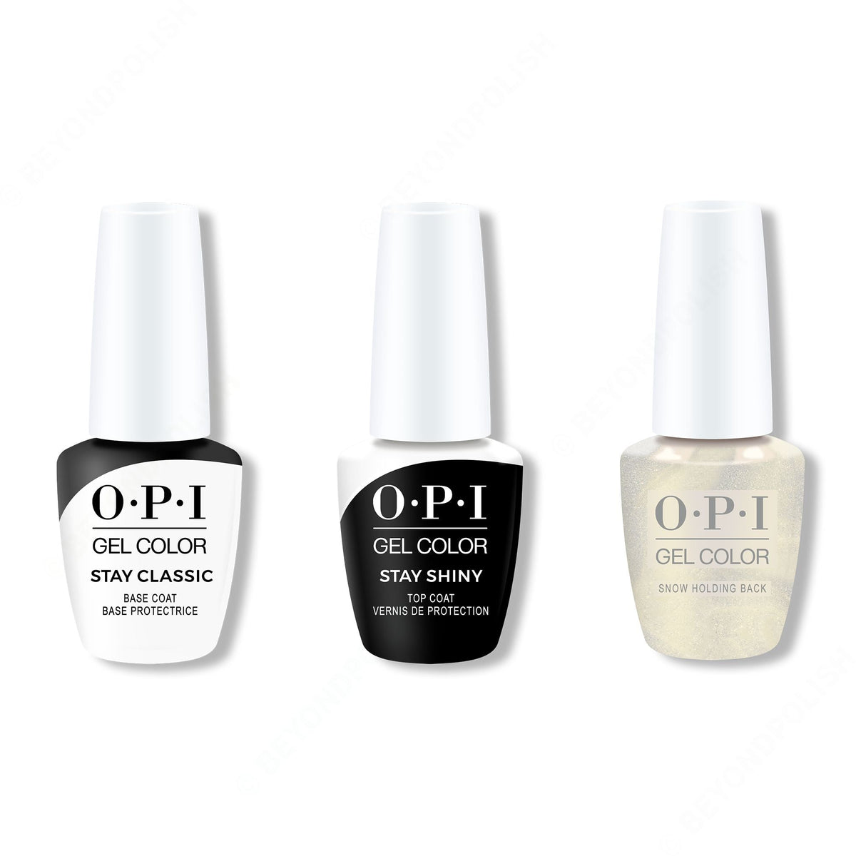 OPI GelColor Combo - Stay Classic Base, Shiny Top & Snow Holding Back - Salon Quality