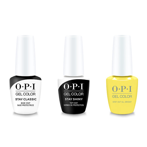 OPI GelColor Combo - Stay Classic Base, Shiny Top & Stay Out All Bright - Salon Quality