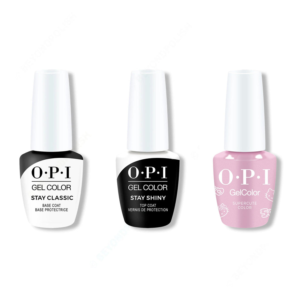 OPI GelColor Combo - Stay Classic Base, Shiny Top & Supercute Color - Salon Quality