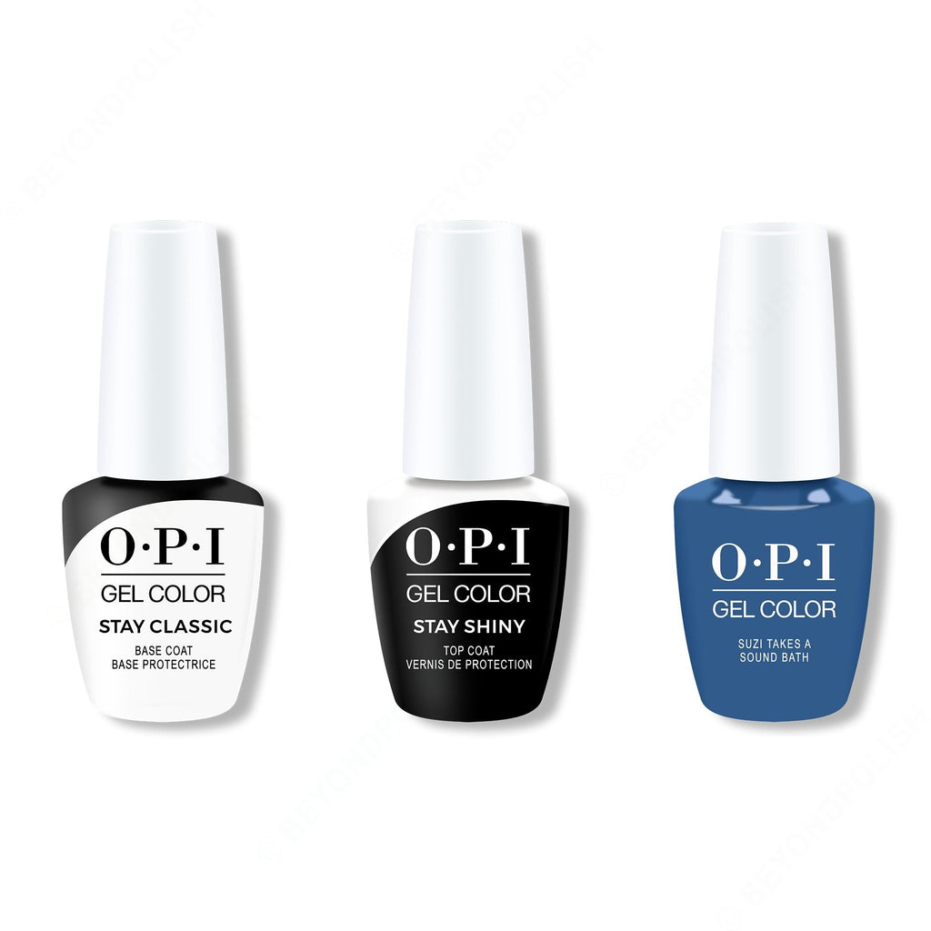 OPI GelColor Combo - Stay Classic Base, Shiny Top & Suzi Takes A Sound Bath - Salon Quality