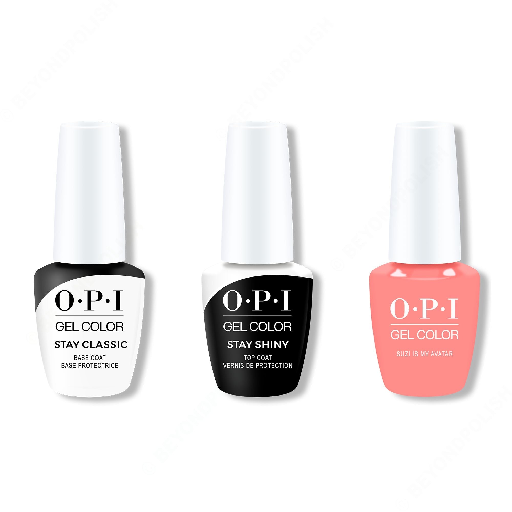 OPI GelColor Combo - Stay Classic Base, Shiny Top & Suzi is My Avatar - Salon Quality