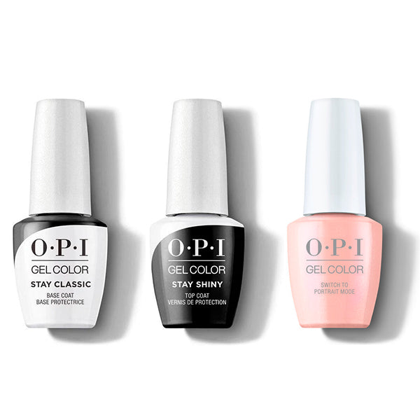 OPI GelColor Combo - Stay Classic Base, Shiny Top & Switch To Portrait Mode - Salon Quality