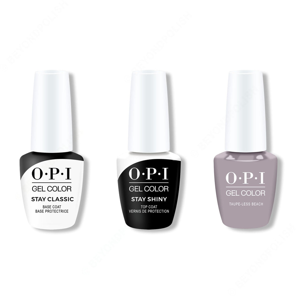 OPI GelColor Combo - Stay Classic Base, Shiny Top & Taupe-less Beach - Salon Quality